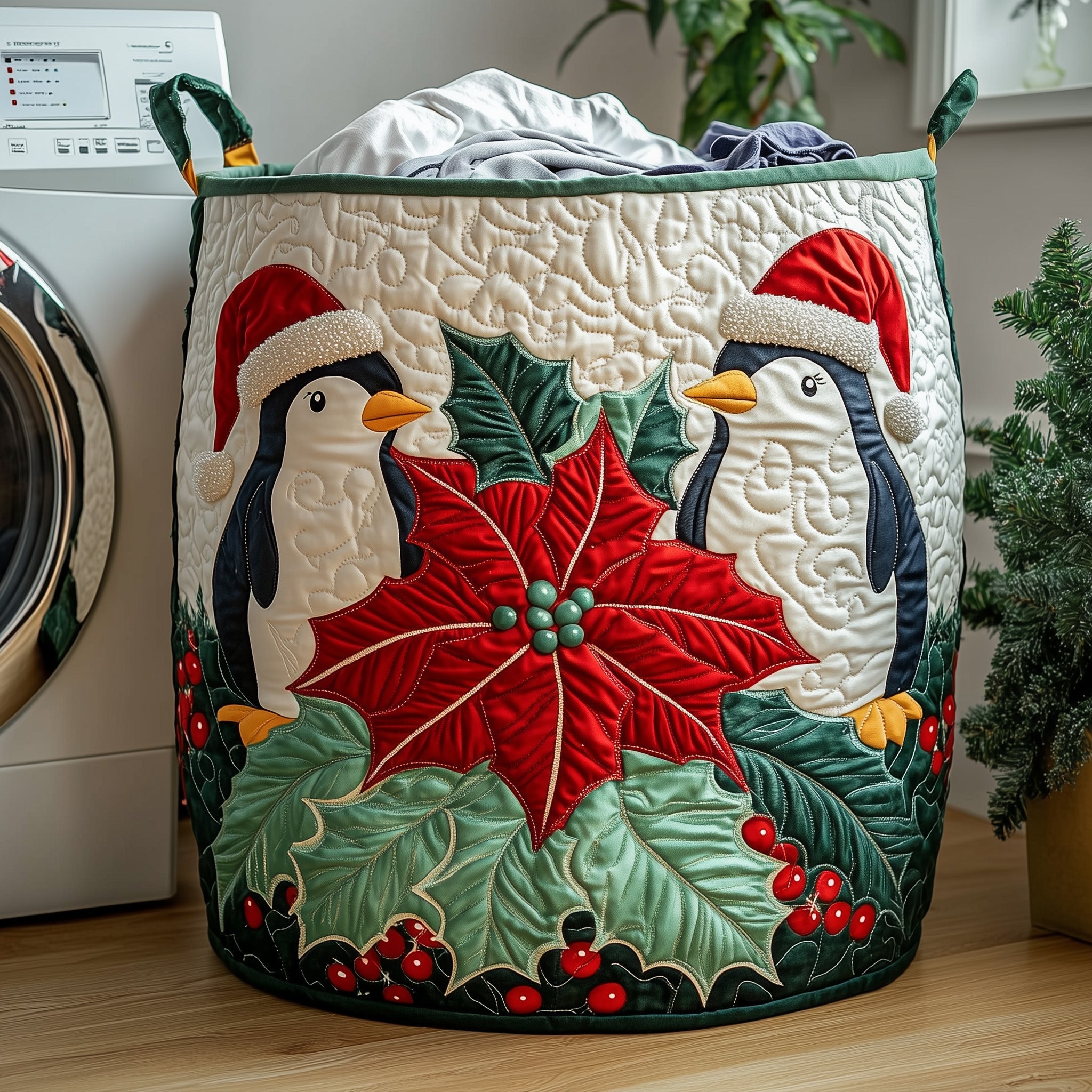 Penguin Heaven Quilted Laundry Basket Merch For Him