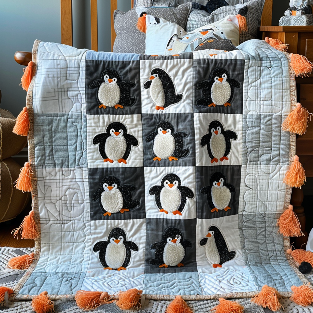 Penguin Quilt Blanket Winter Blanket Cool Gifts For Christmas Holiday