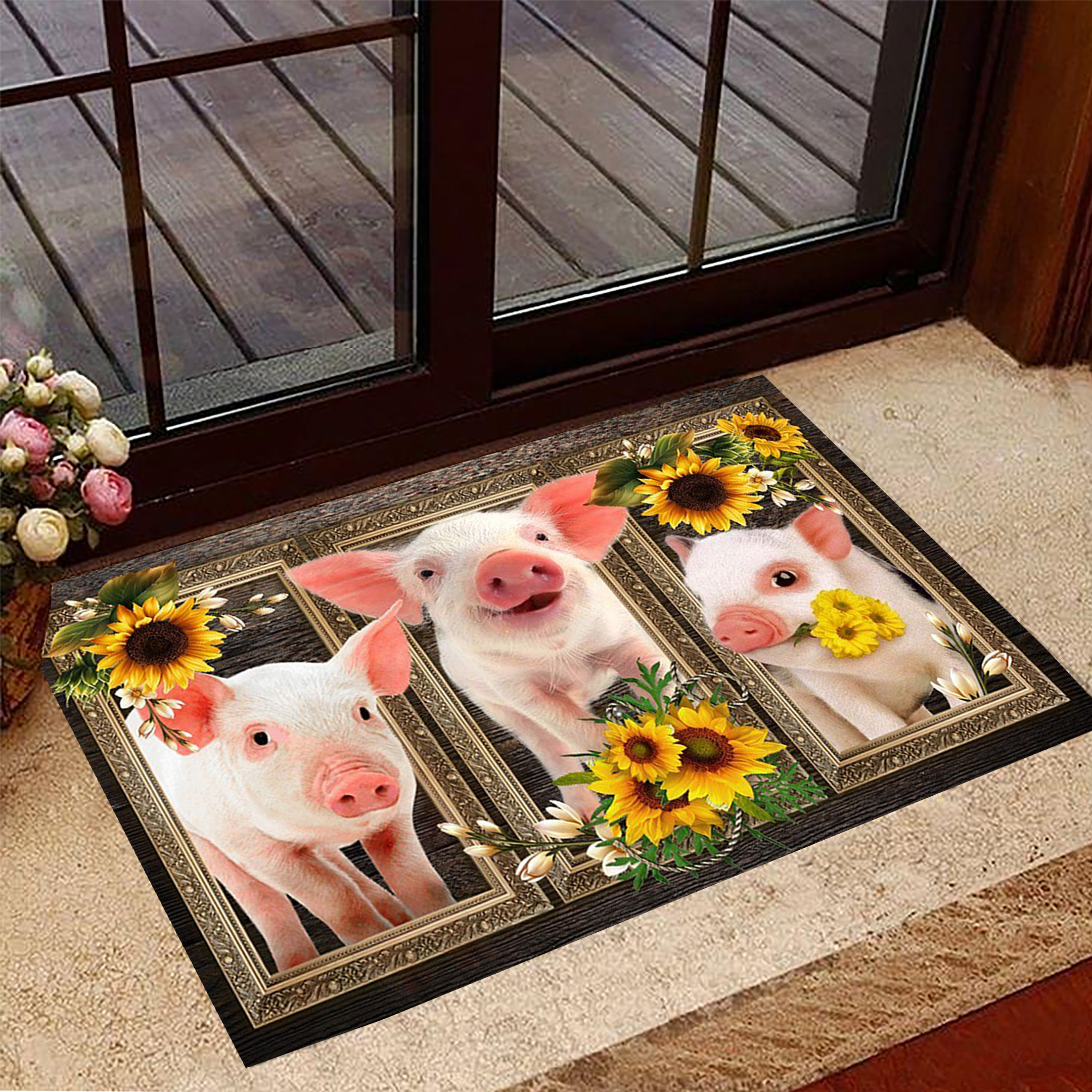 Penguin Sunflower Doormat Cute Indoor Door Mat Housewarming Gift Ideas
