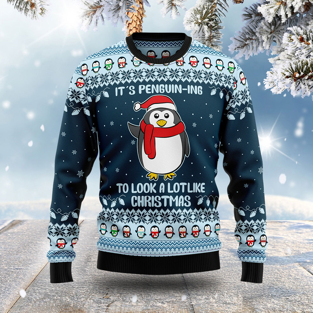 Penguin Wear Scarf Ugly Christmas Sweater Animal Clothing Christmas Gifts For Penguin Lovers