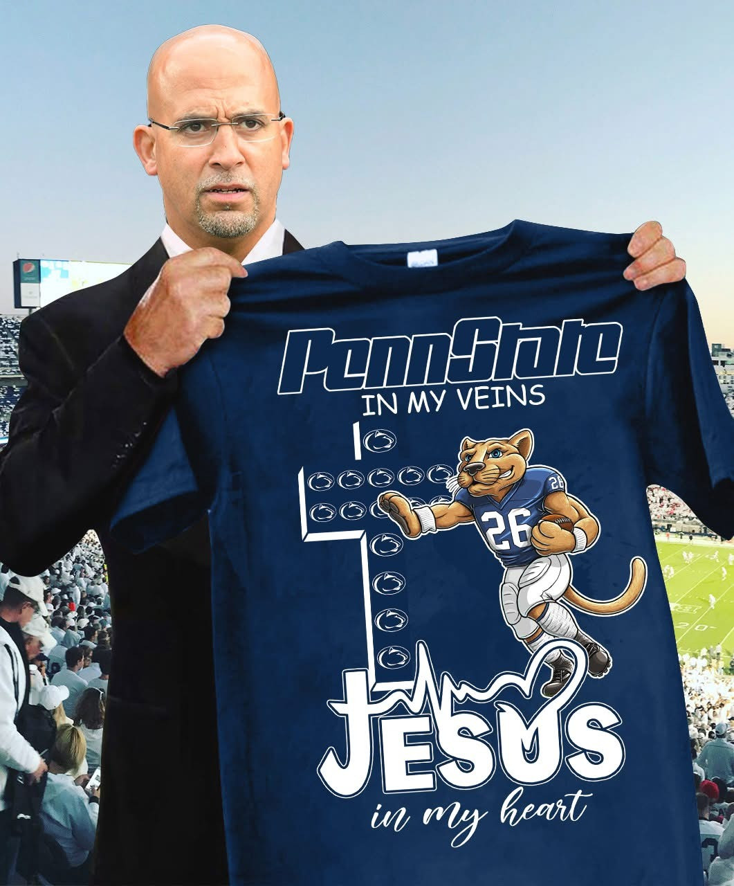 Penn State In My Veins Jesus In My Heart Faith T-Shirt Fan Gifts For Him