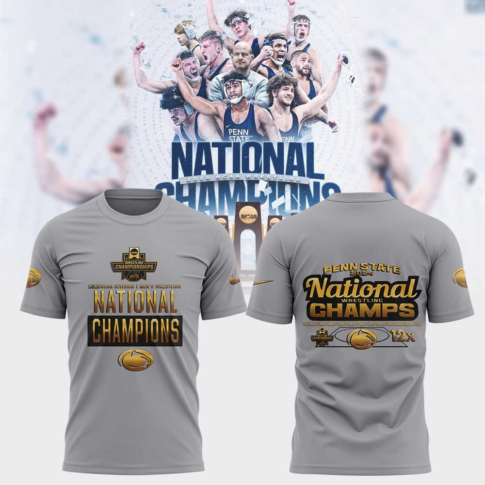 Penn State Nittany Lions 2025 NCAA Wrestling National Champions Gold T-Shirt Gift For Dad
