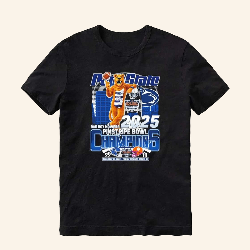 Penn State Vs Clemson 2025 Pinstripe Bowl Champions Mascot T-Shirt Penn State Football Merch