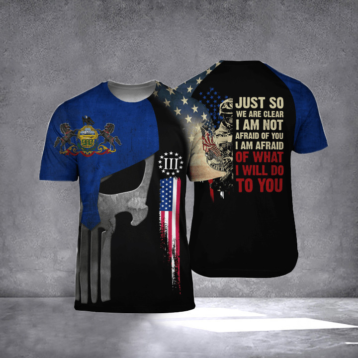 Pennsylvania I Am Afraid Of What I Will Do To You T-Shirt Patriotic Veterans Day Shirts Clothing