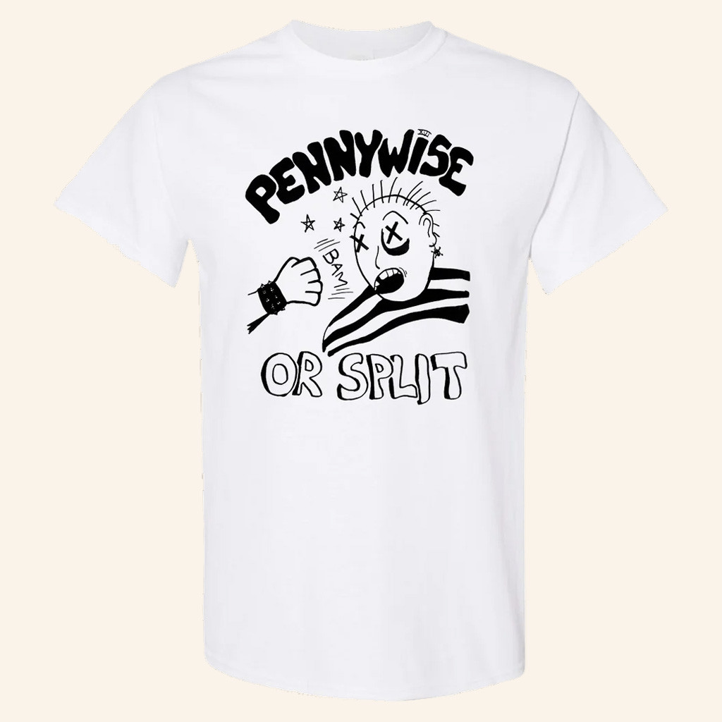 Pennywise Merch Pennywise Or Split White T-Shirt Music Related Gifts For Guys Pennywise Merch Pennywise Or Split White T-Shirt Music Related Gifts For Guys