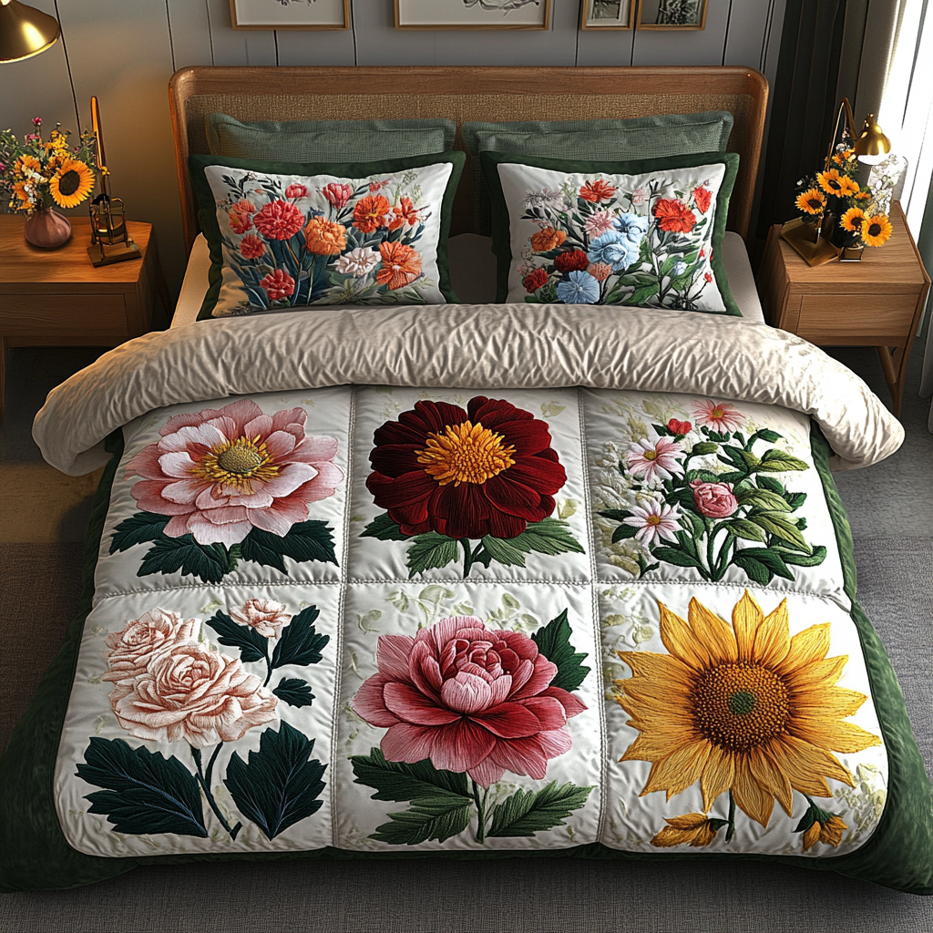 Peony Bloom Quilted Bedding Set Christmas Bedroom Ideas Christmas Flower Gifts