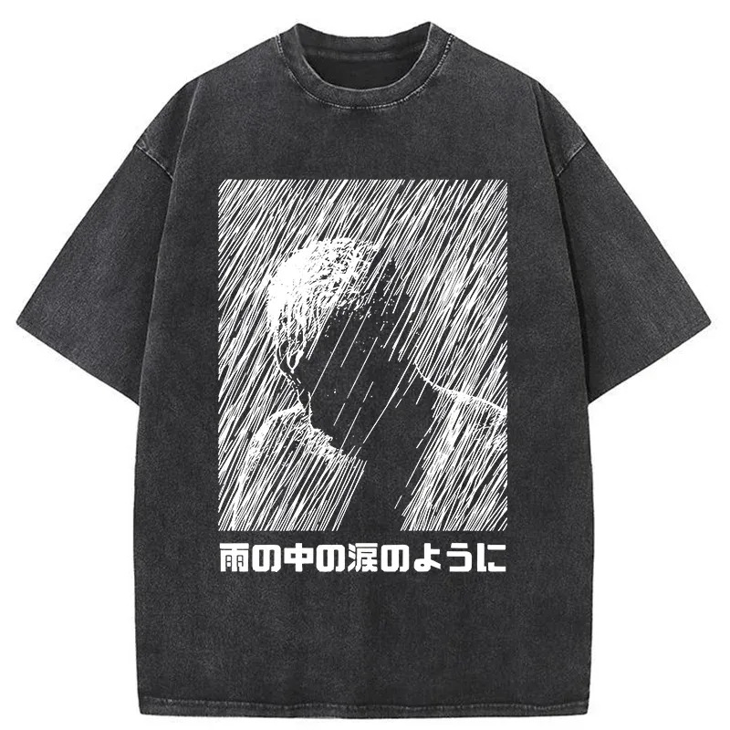 People In The Rain Washed T-Shirt Casual Vintage Everyday Look Gifts For Best Friend