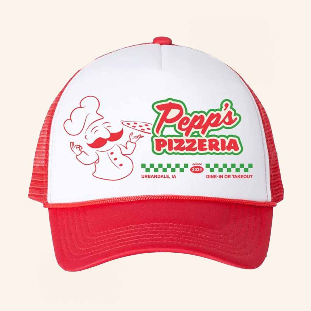 Peppe Pizzeria Merch Pepp's Pizzeria Logo Trucker Hat Gifts For Pizza Lovers Peppe Pizzeria Merch Pepp's Pizzeria Logo Trucker Hat Gifts For Pizza Lovers