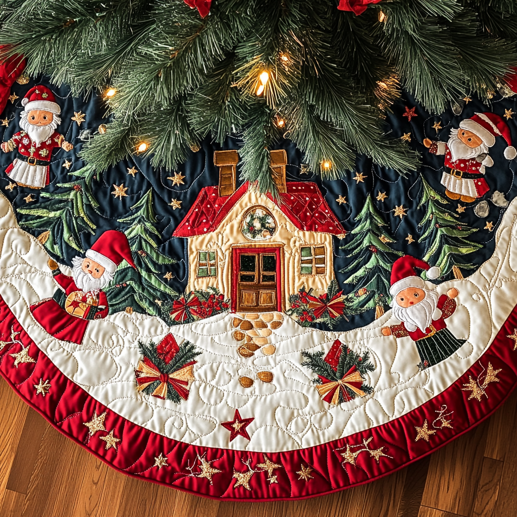 Peppermint Path Christmas Quilted Tree Skirt Best Indoor Xmas Decorations Secret Santa Gifts
