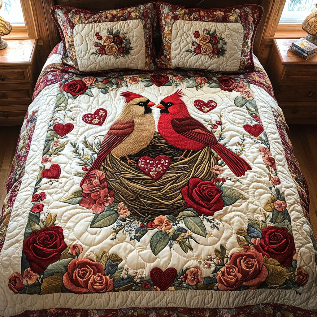 Perched Together Quilted Bedding Set Classic Bedding Set That Enhances Your Sleep Space