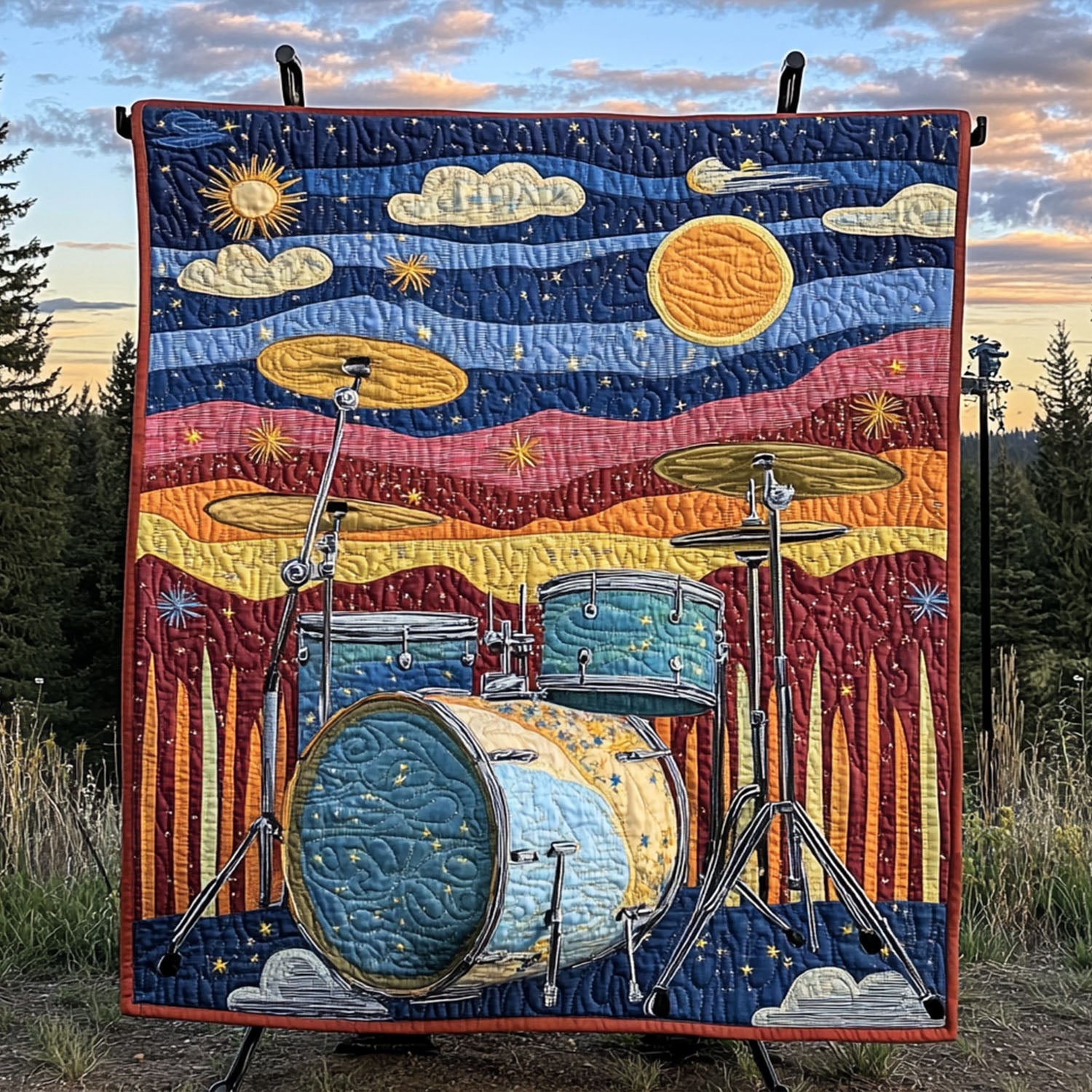 Percussion Paradise Quilted Blanket Best Throw Blanket Xmas Gifts For Drummers