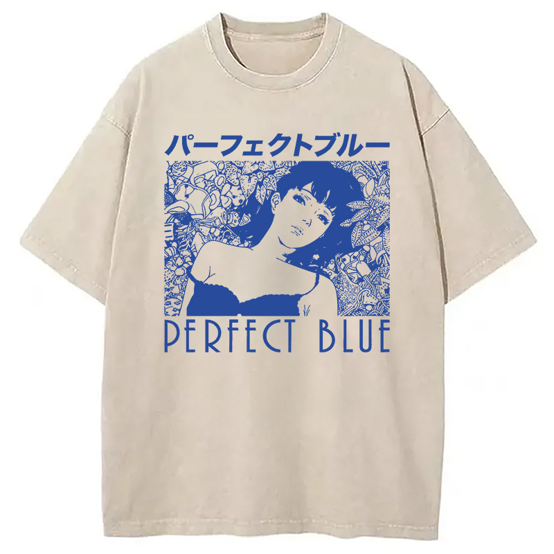 Perfect Blue Washed T-Shirt Retro Humor Graphic Top Gifts For Sister
