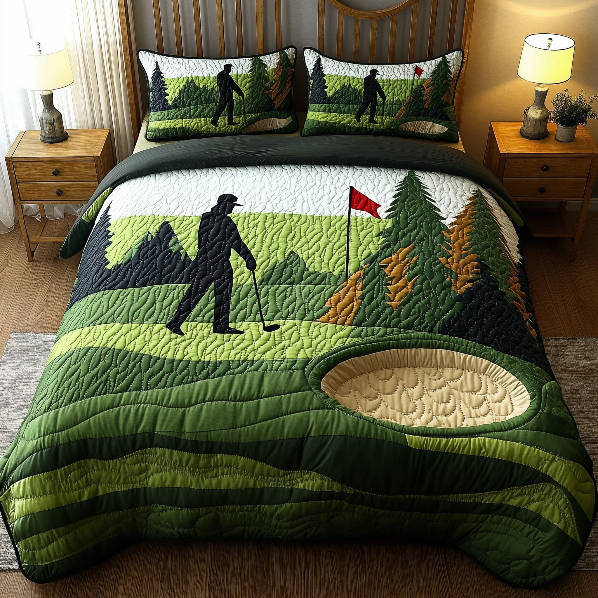 Perfect Golf Swing Quilted Bedding Set Duvet Cover Merchandise Golf Present Ideas