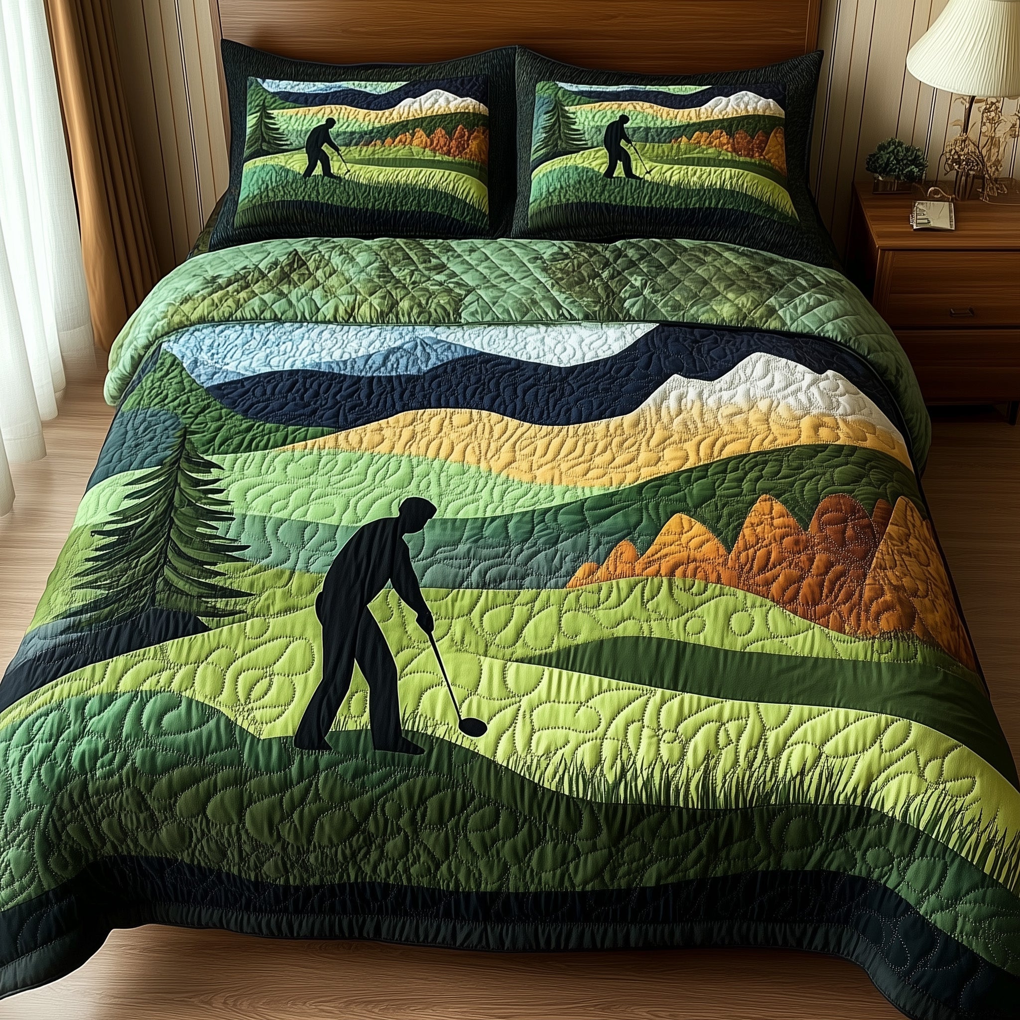 Perfect Golf Swing Quilted Bedding Set Duvet Cover Merchandise Golf Presents For Dad
