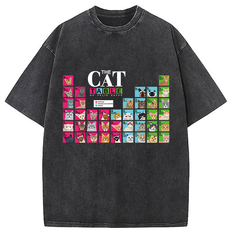 Periodic Table of Cats Science Chemistry Washed T-Shirt Unique Aesthetic Fashion Tee Gifts For Her Periodic Table of Cats Science Chemistry Washed T-Shirt Unique Aesthetic Fashion Tee Gifts For Her