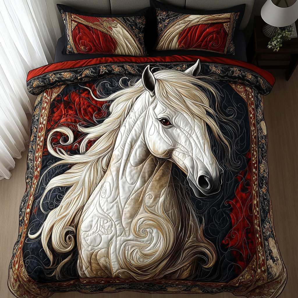Persian Horse Quilted Bedding Set Bed Decor Ideas Gifts For A Horse Person