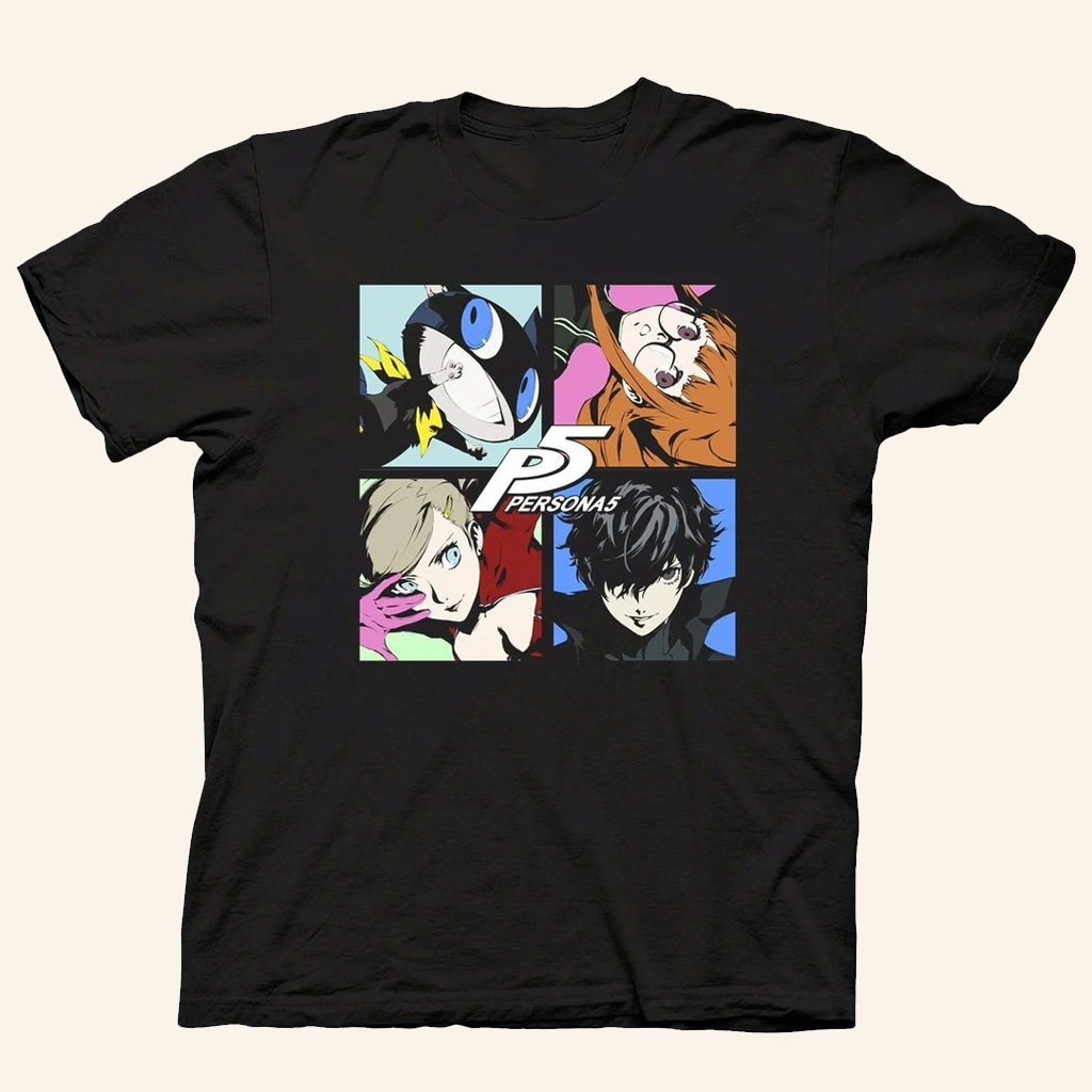 Persona Merch Persona 5 Character Four Up T-Shirt Birthday Gifts For Brothers Persona Merch Persona 5 Character Four Up T-Shirt Birthday Gifts For Brothers
