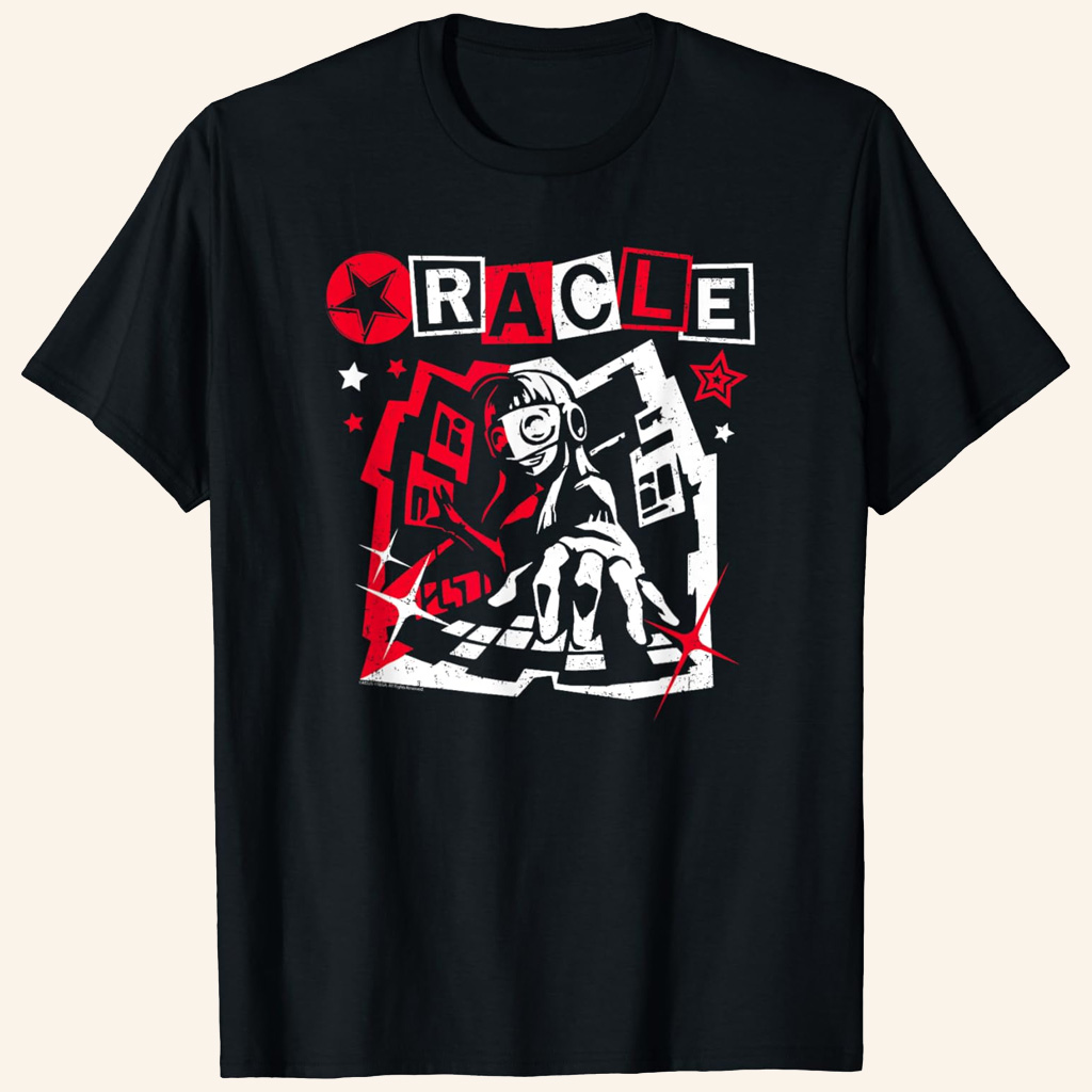 Persona Merch Persona 5 Oracle Red And White Split T-Shirt Presents For Game Lovers