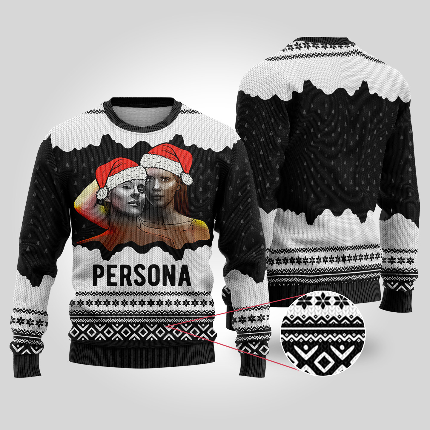 Persona Ugly Christmas Sweater Persona Ingmar Bergman Black Seasonal Gift Merch for Cozy Christmas Vibes