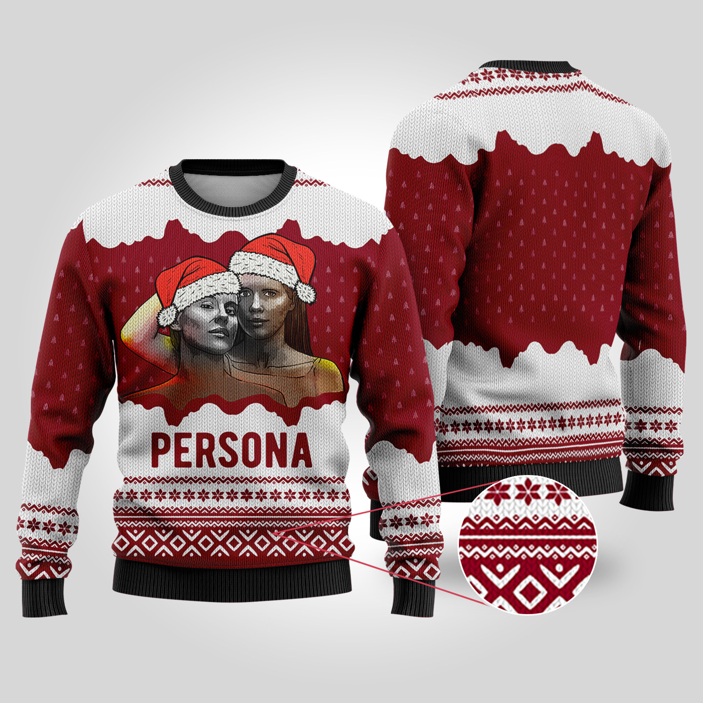 Persona Ugly Christmas Sweater Persona Ingmar Bergman Cardinal Red Lovely Christmas Sweater Gift for Mom or Grandma