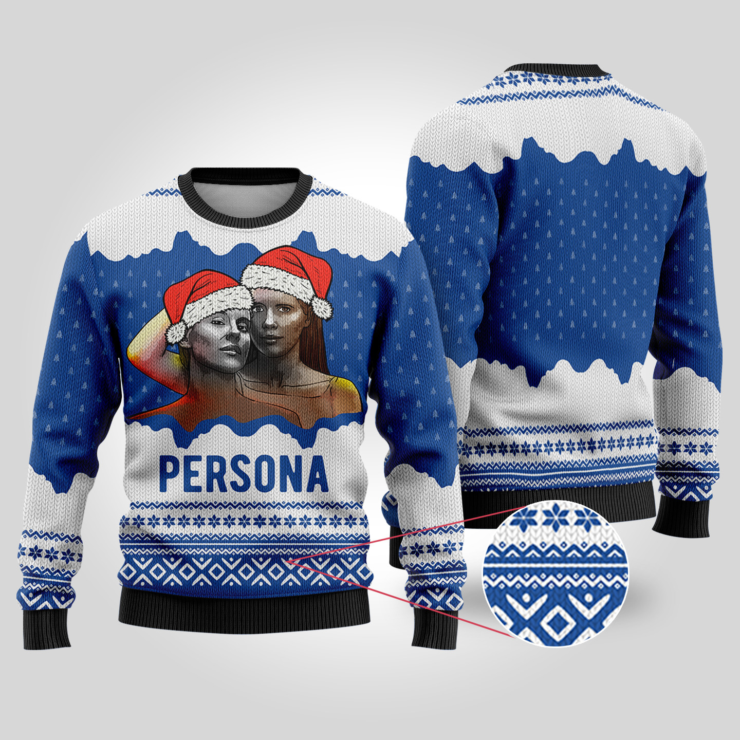 Persona Ugly Christmas Sweater Persona Ingmar Bergman Royal Funny Xmas Sweater for Ugly Sweater Parties