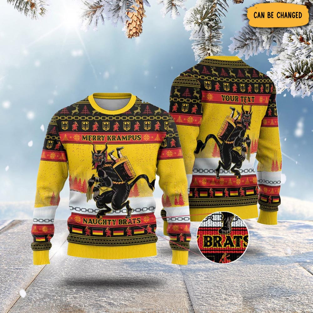 Personalised Germany Christmas Ugly Christmas Sweater Merry Krampus