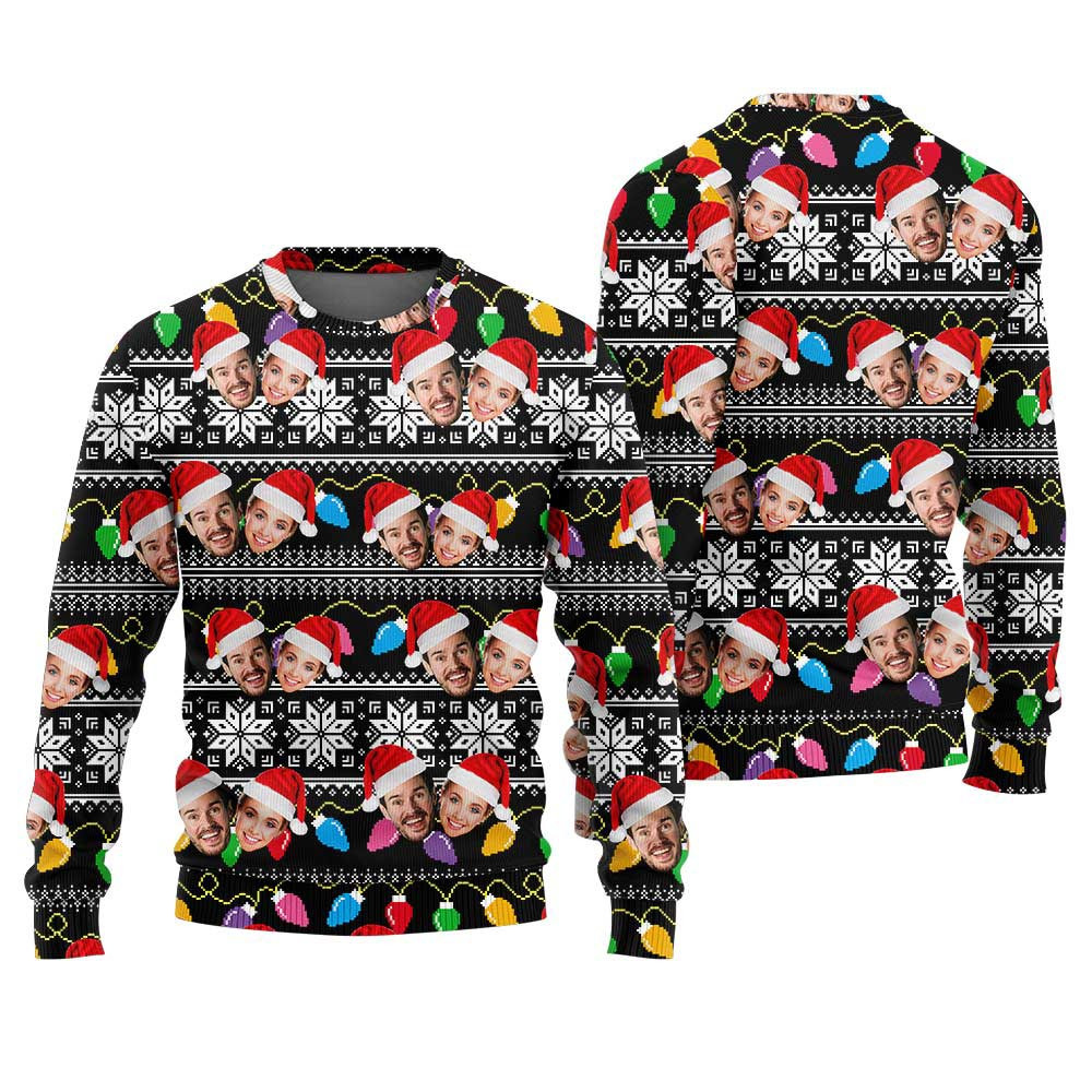 Personalize 2 Faces Couple Ugly Christmas Sweater Christmas Ideas For Girlfriend