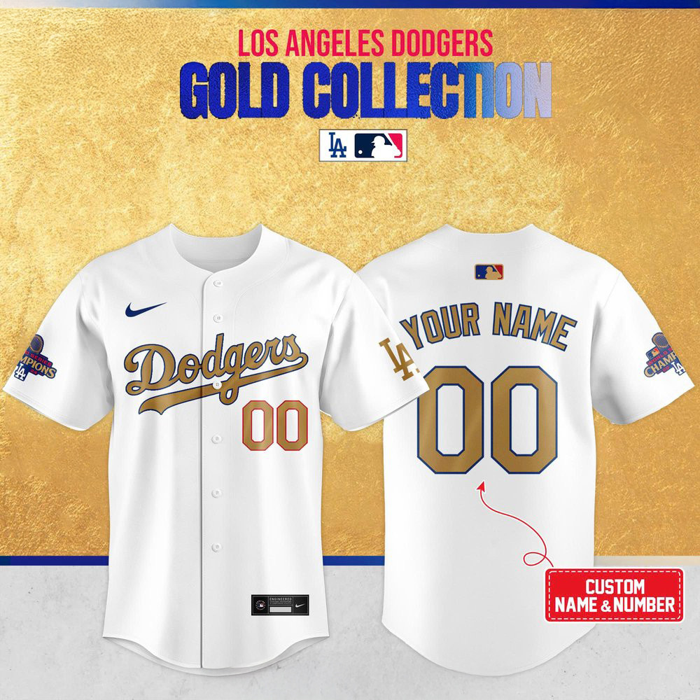 Personalize 2025 Los Angeles Dodgers Gold Collection Baseball Jersey Baseball Best Gifts