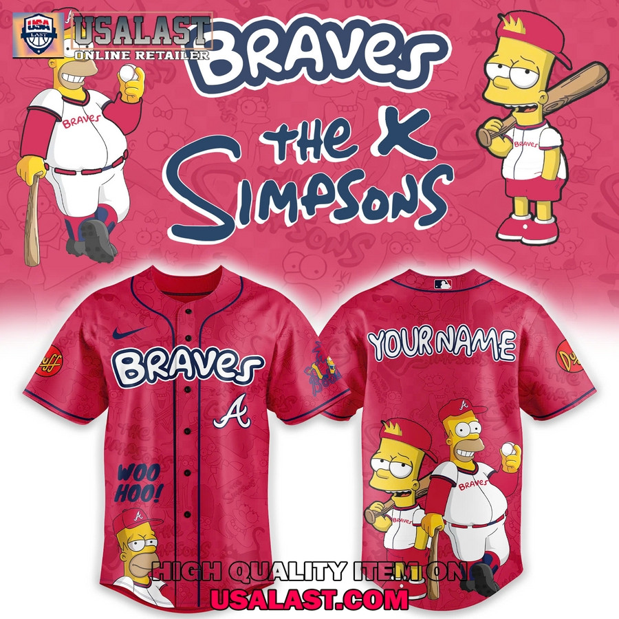 Personalize Atlanta Braves Mix The Simpsons Heritage Custom Baseball Jersey Gifts For Baseball Players