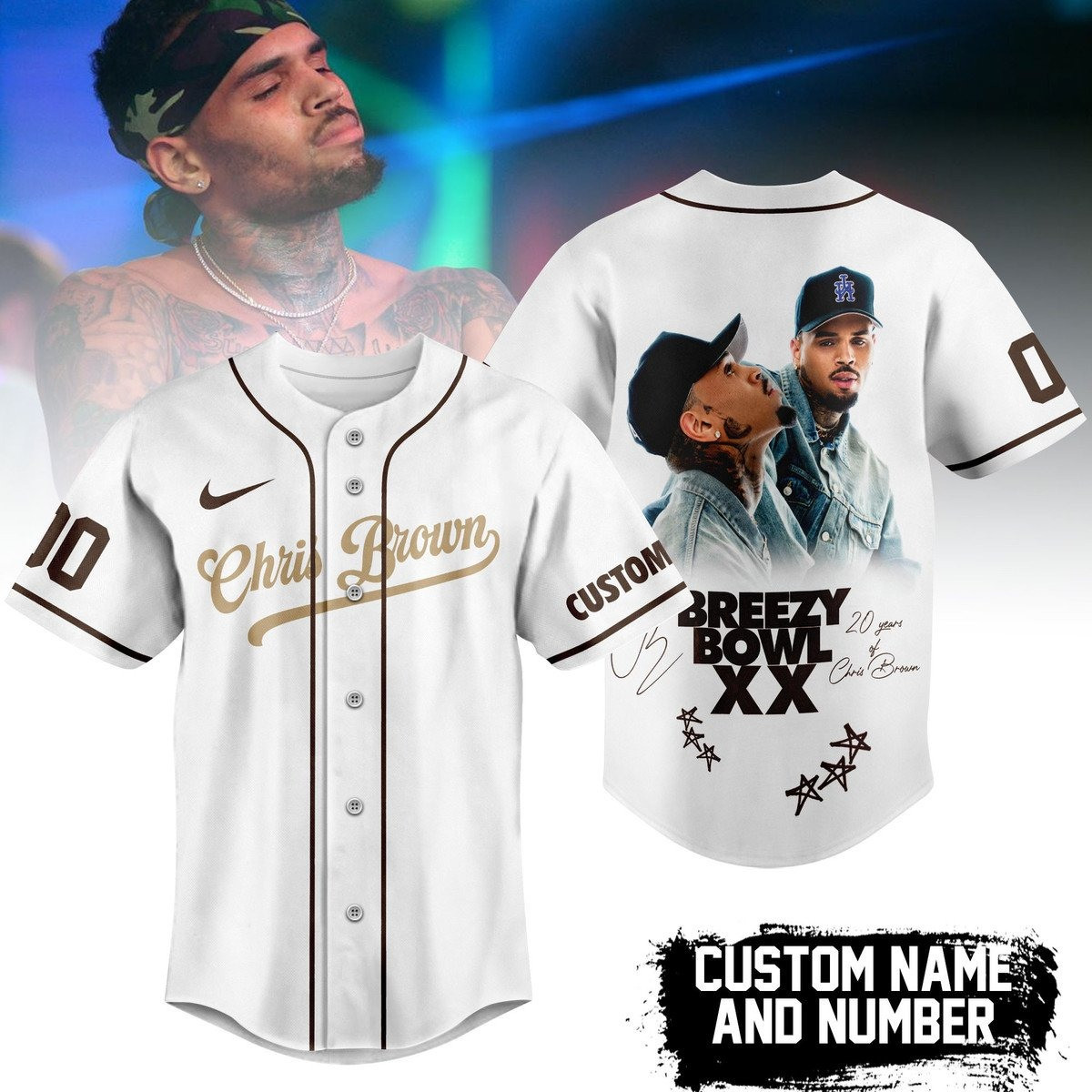 Personalize Chris Brown Breezy Bowl XX Jersey Music Fans Gifts