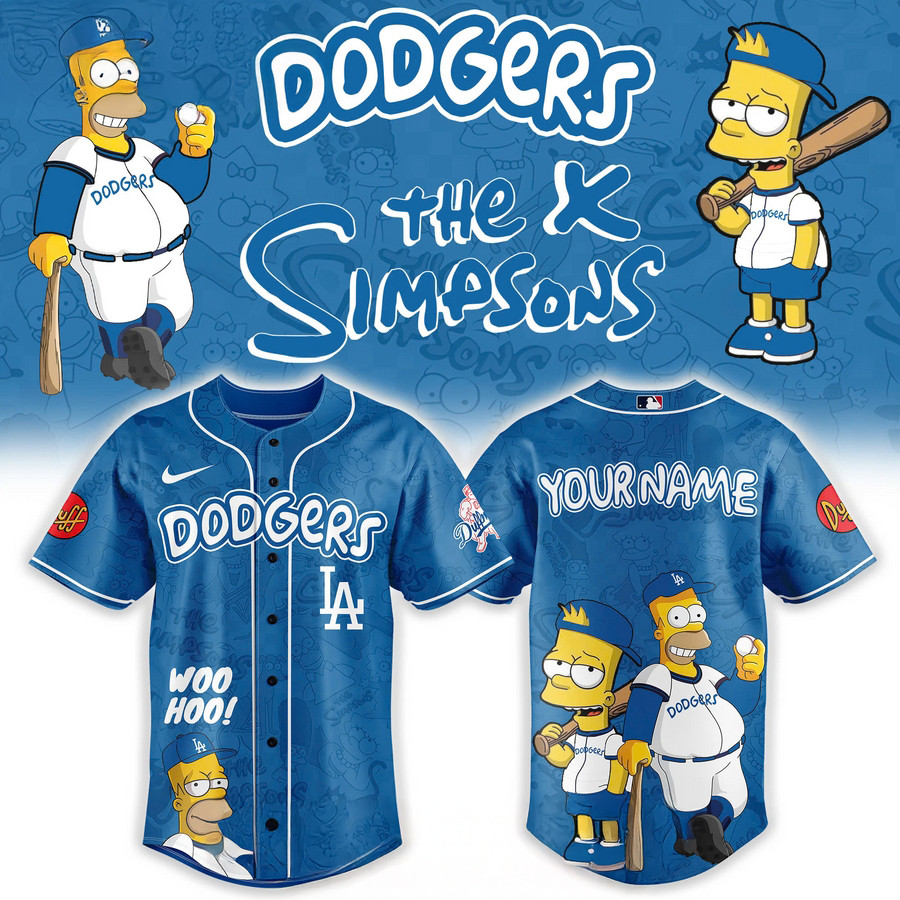 Personalize Los Angeles Dodgers Mix The Simpsons Heritage Custom Baseball Jersey Baseball Father's Day Gifts