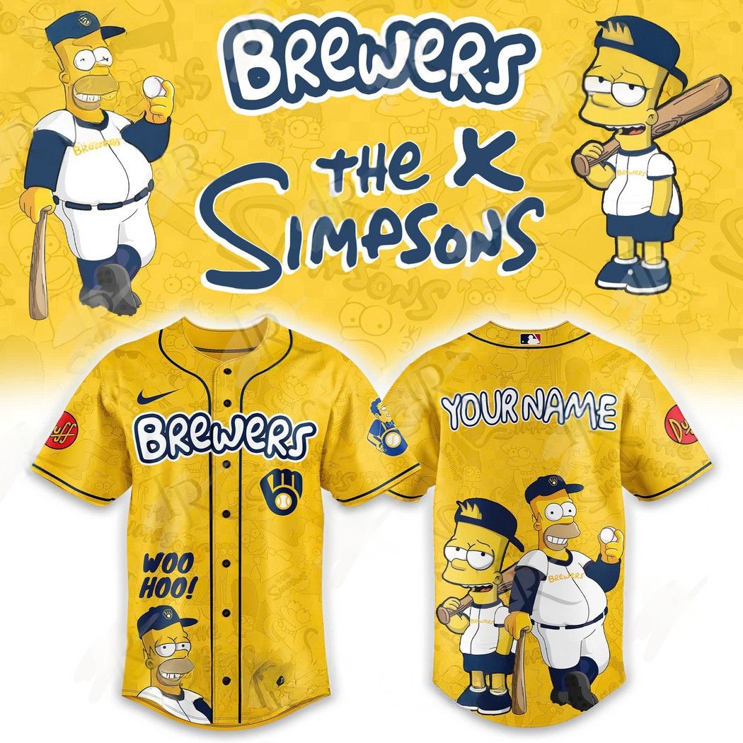 Personalize Milwaukee Brewers The Simpsons Heritage 2025 Custom Name Limited Edition Baseball Jersey Gift For Baseball Lover