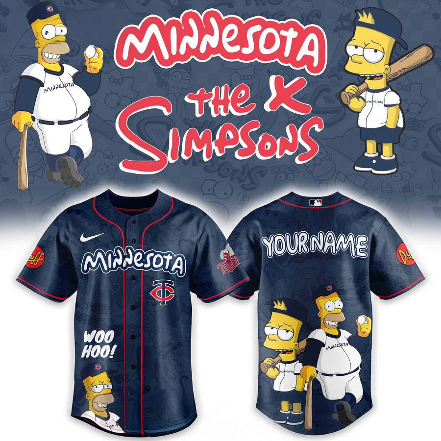 Personalize Minnesota Twins Mix The Simpsons Heritage Custom Baseball Jersey Gift For Baseball Lover