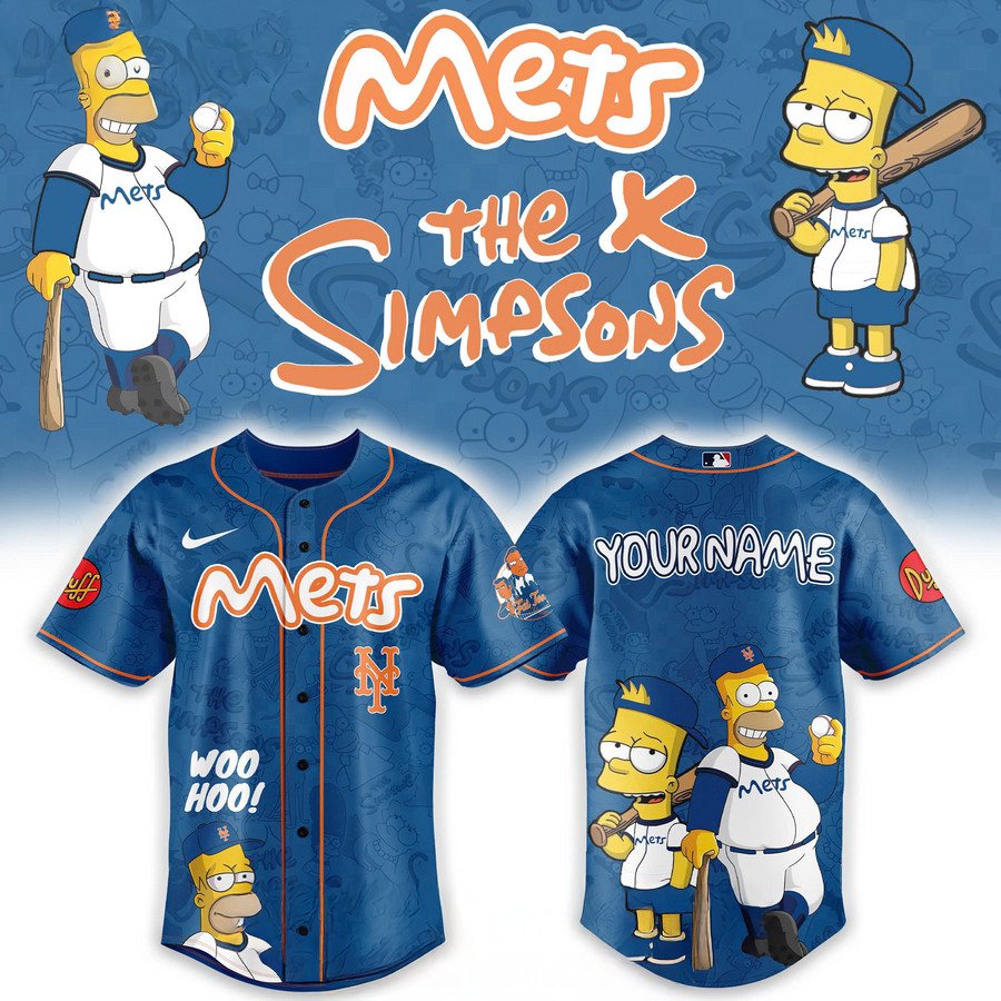 Personalize New York Mets Mix The Simpsons Heritage Custom Baseball Jersey Gifts For Baseball Players