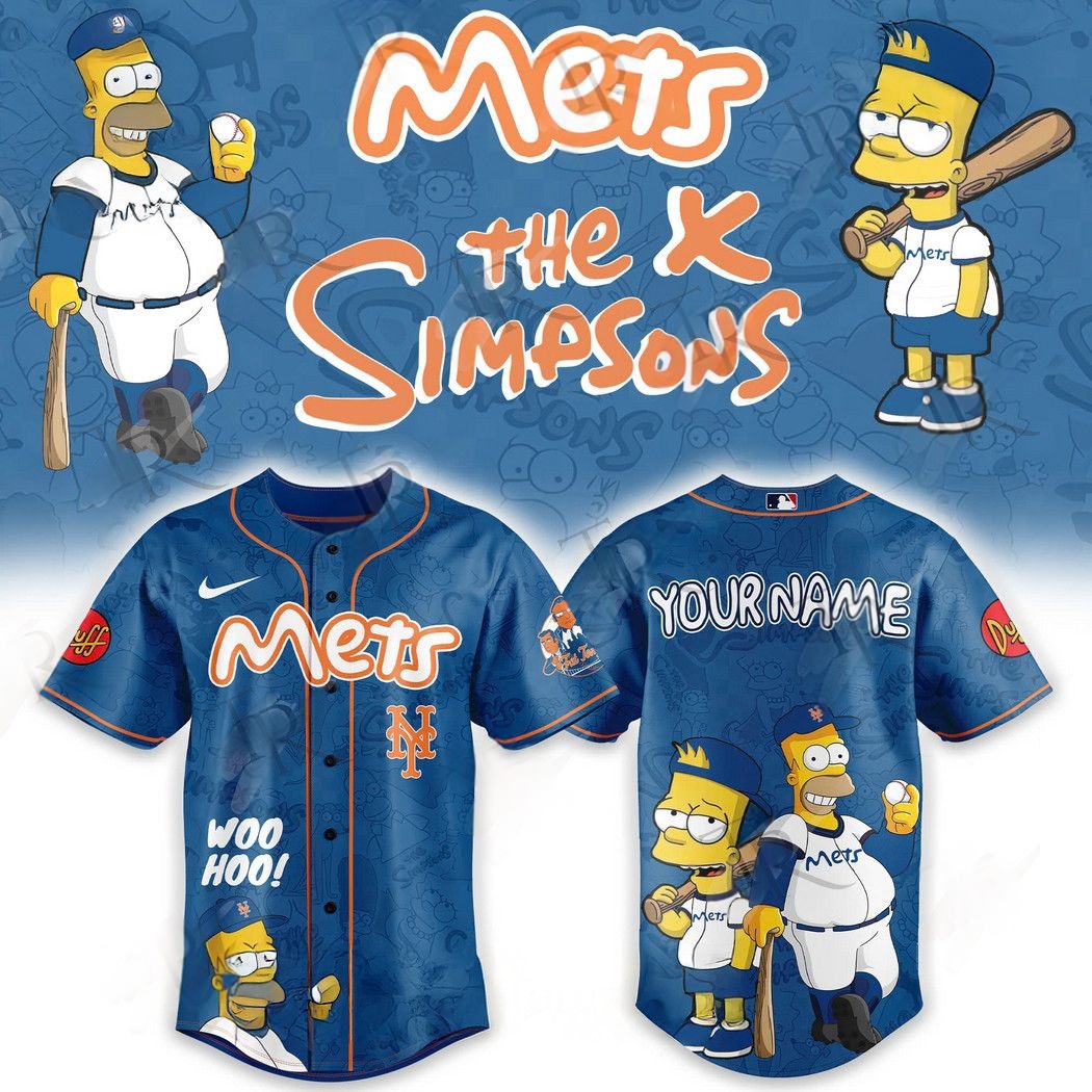 Personalize New York Mets The Simpsons Heritage 2025 Custom Name Limited Edition Baseball Jersey Gift Ideas For Baseball Players