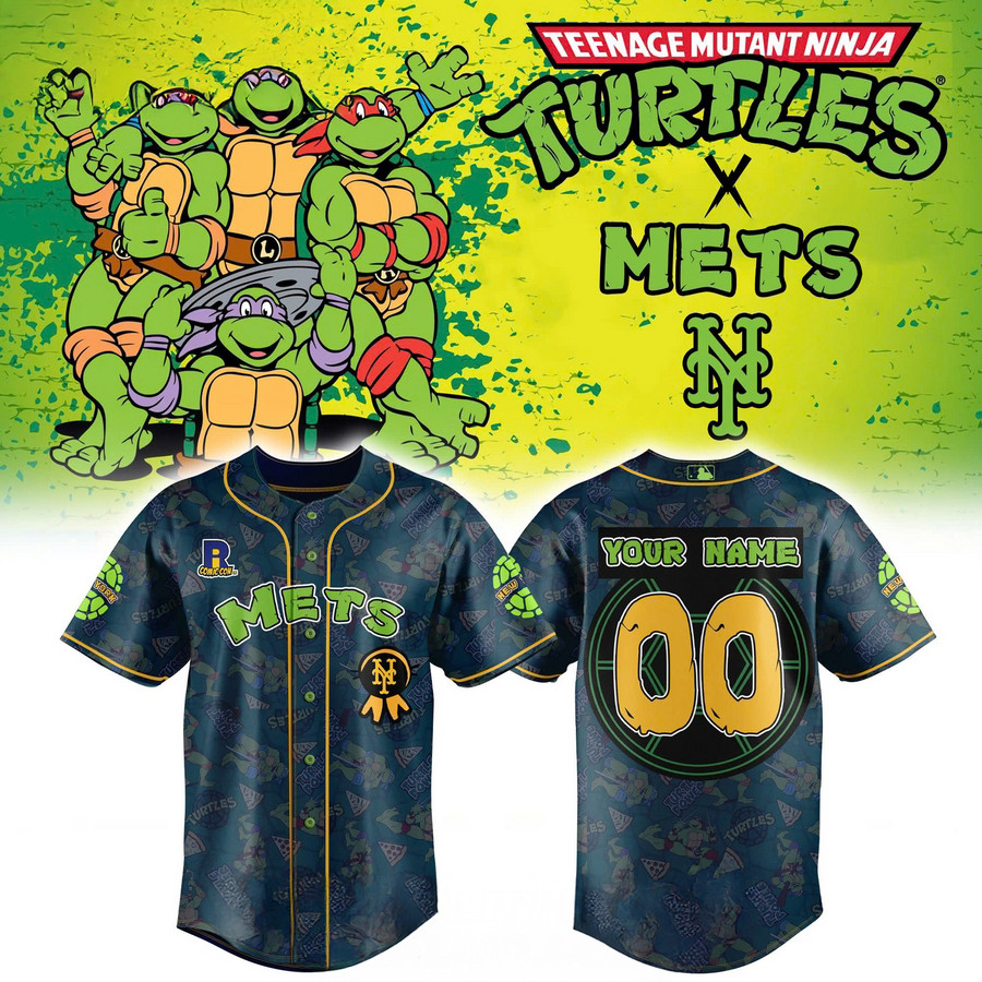 Personalize New York Mets x Ninja Turtles Personalized Baseball Jersey Baseball Father's Day Gifts
