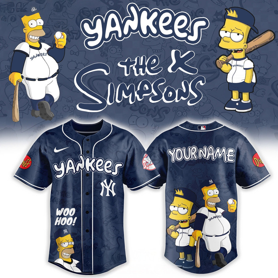 Personalize New York Yankees Mix The Simpsons Heritage Custom Baseball Jersey Gifts For Baseball Fans