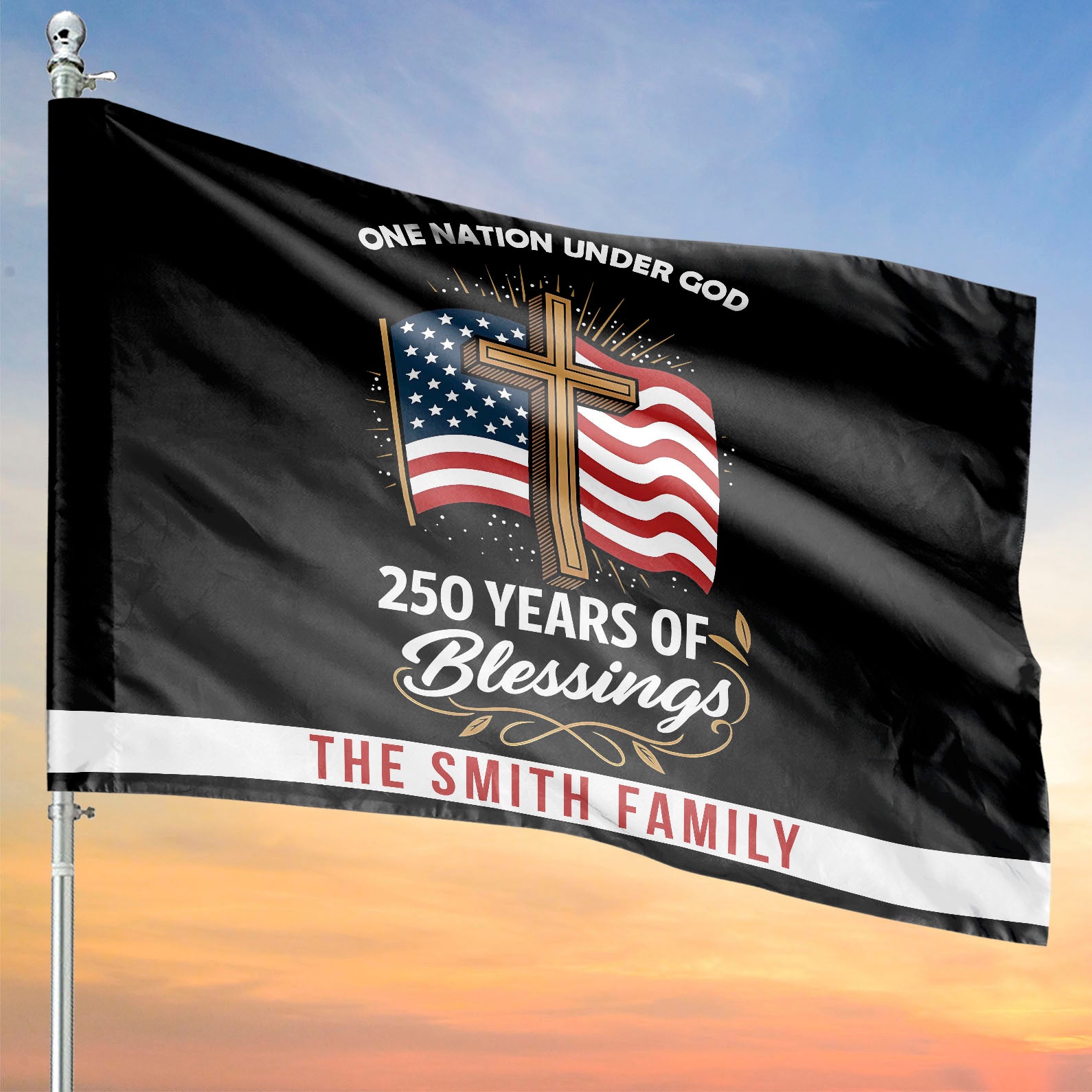 Personalize One Nation Under God Flag Custom Name 250 Years Of Blessing Flag 250th Anniversary House Flag