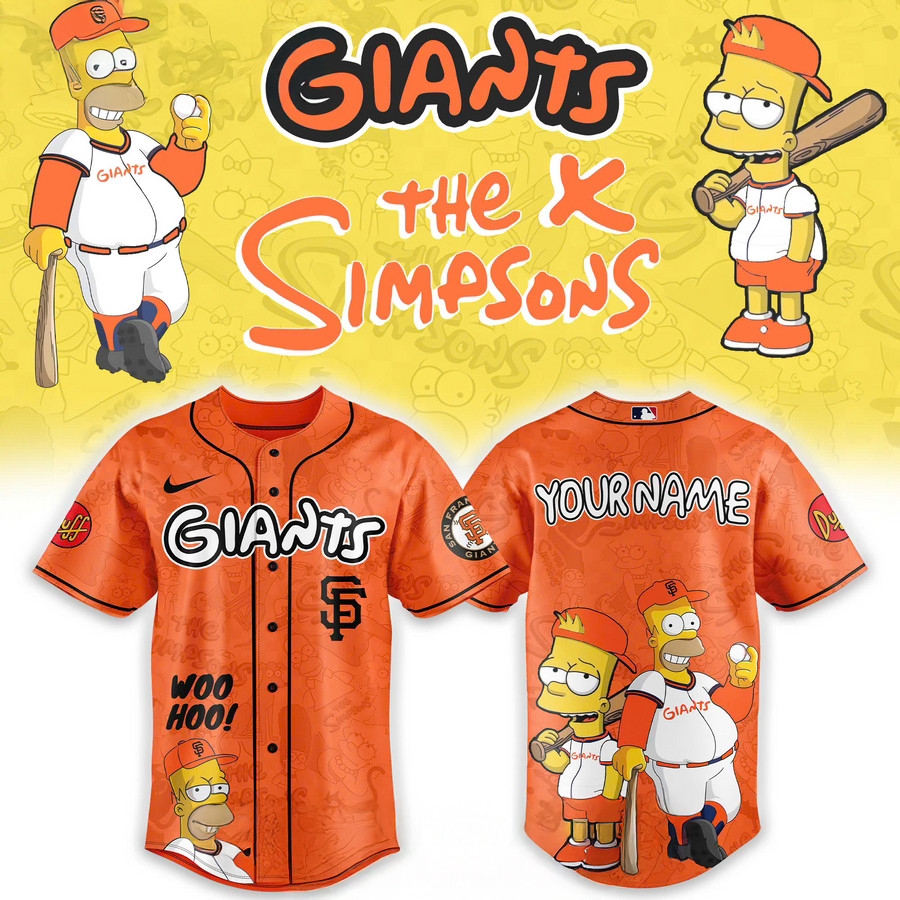 Personalize San Francisco Giants Mix The Simpsons Heritage Custom Baseball Jersey Baseball Father's Day Gifts