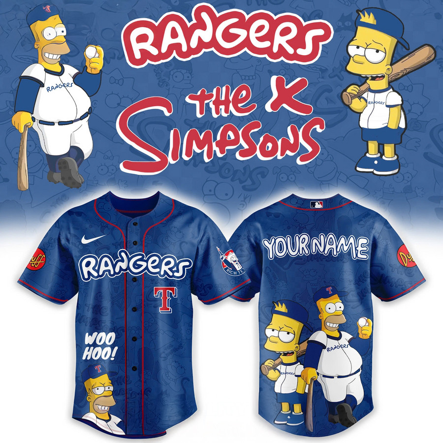 Personalize Texas Rangers Mix The Simpsons Heritage Custom Baseball Jersey Baseball Best Gifts