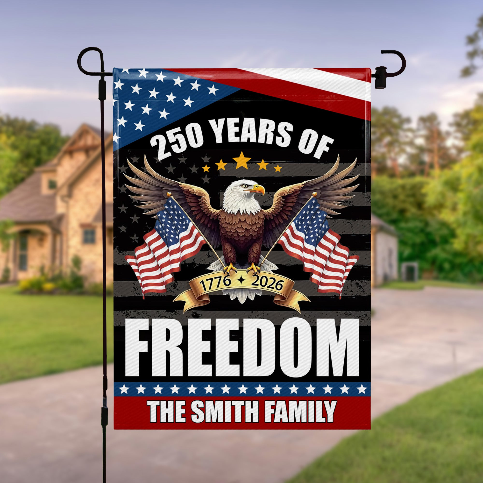 Personalized 1776 2026 250th Anniversary 250 Freedom Eagle Flag July 4th Gift For Family Patriotic