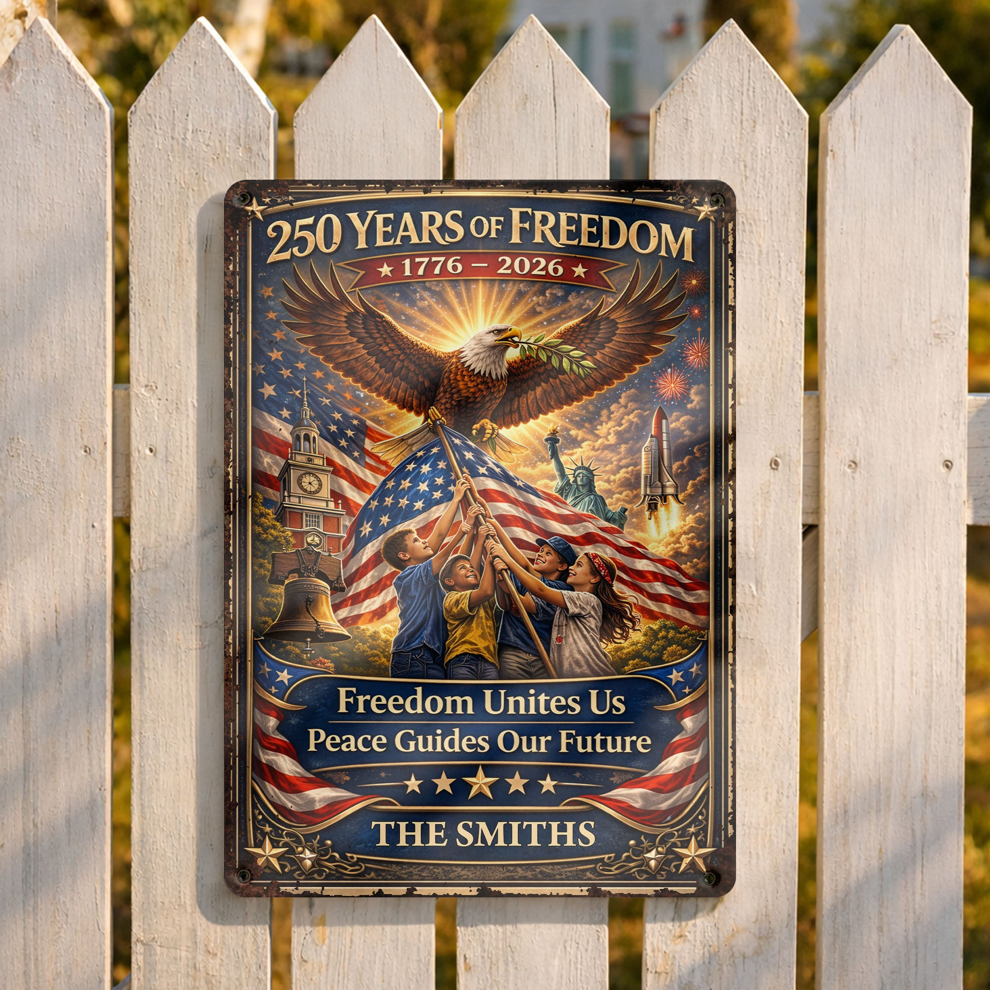 Personalized 1776 2026 250th Anniversary 250 Freedom Eagle Metal Sign Gift Ideas