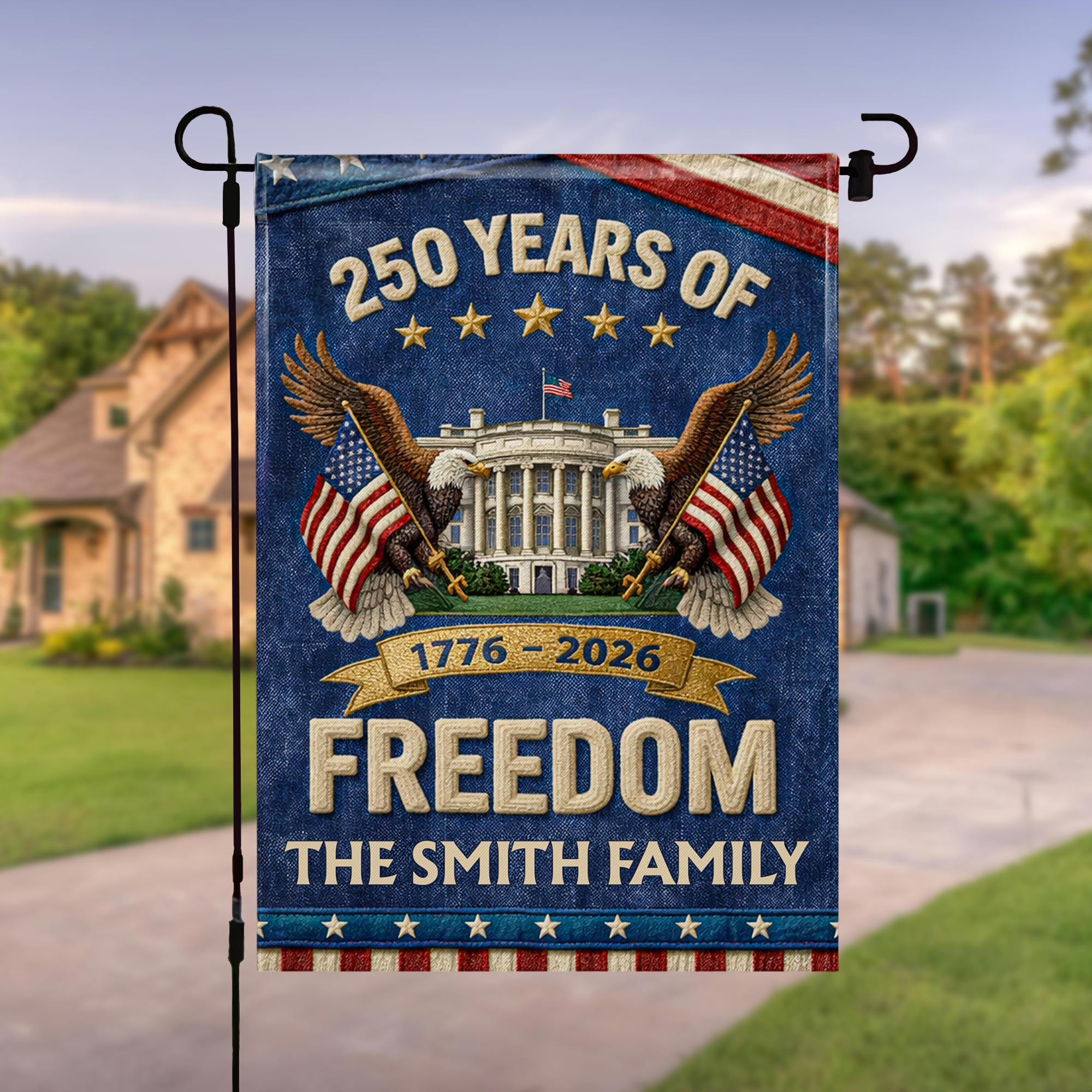 Personalized 1776 2026 250th Anniversary 250 Freedom Family Eagle Flag Semiquincentennial Gift For Family