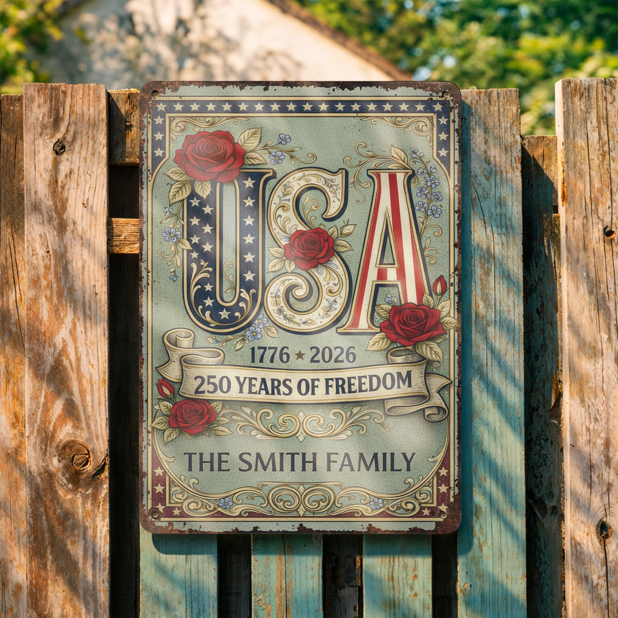 Personalized 1776 2026 250th Anniversary 250 Freedom Metal Sign Gift For Patriotic Family