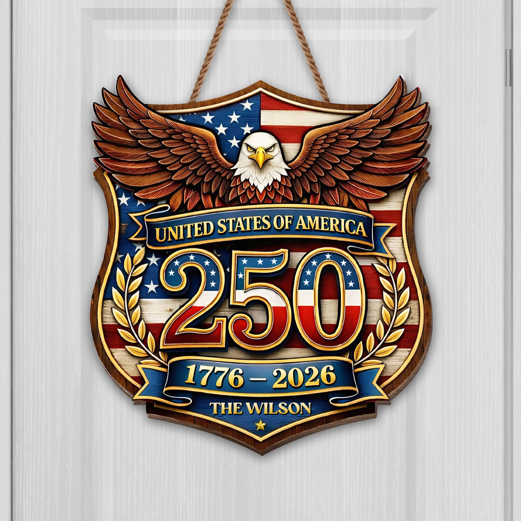 Personalized 1776 2026 250th Anniversary 250 Patriotic Eagle Door Sign Gift Ideas