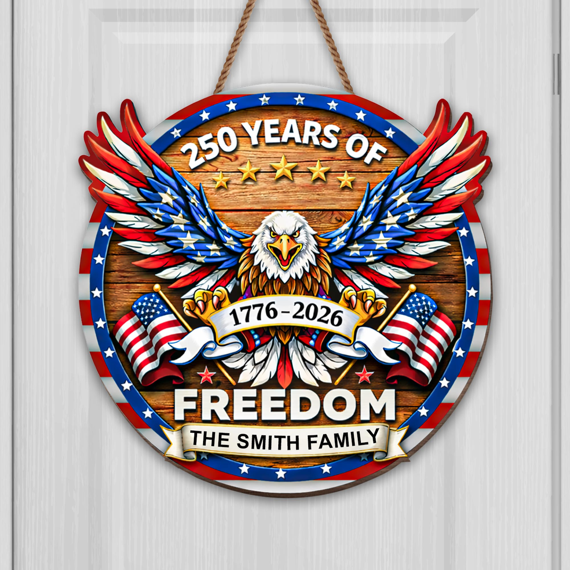 Personalized 1776 2026 250th Anniversary Eagle Family Door Sign Gift For Patriotic Father