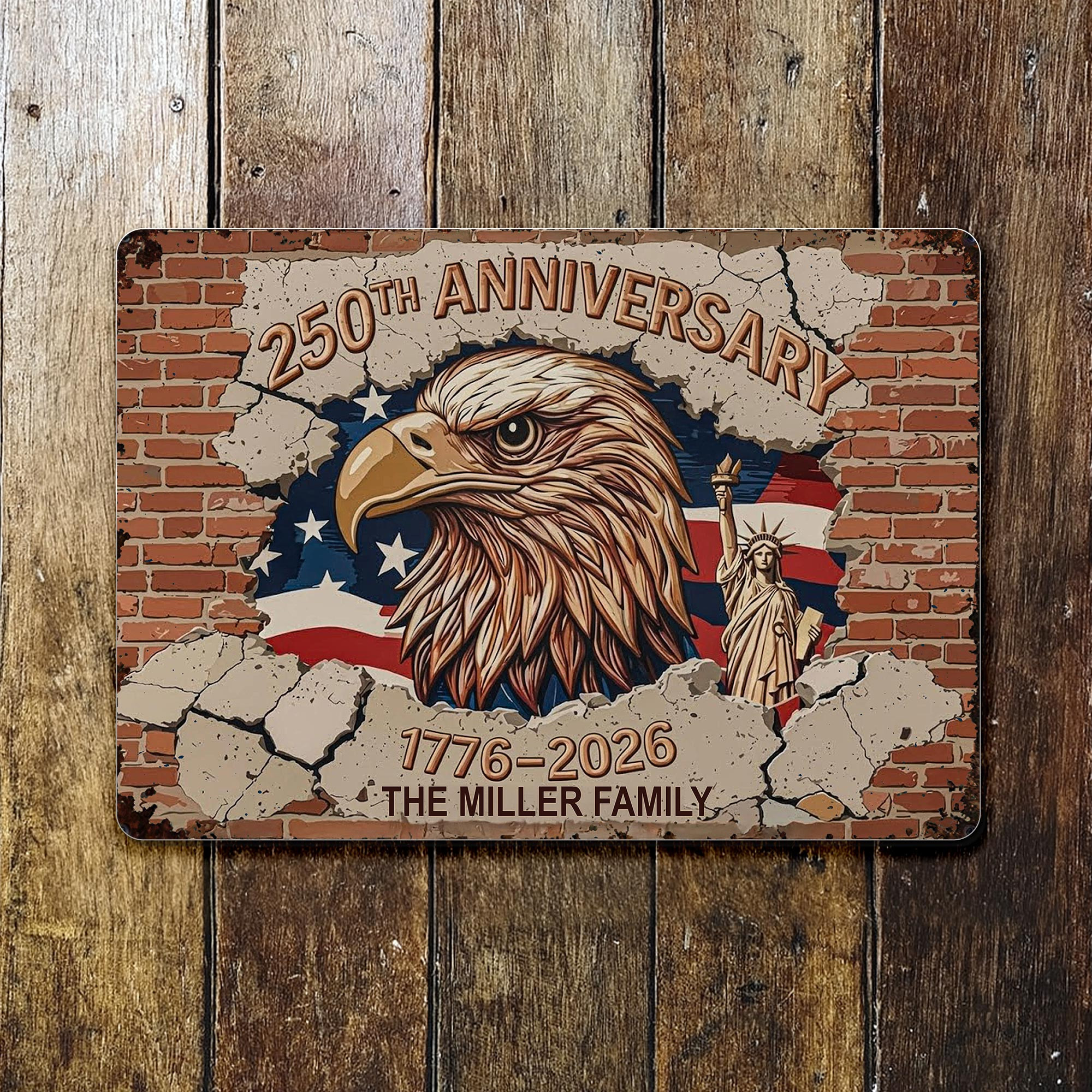 Personalized 1776 2026 250th Anniversary Eagle Flag Metal Sign Patriotic Gift Ideas