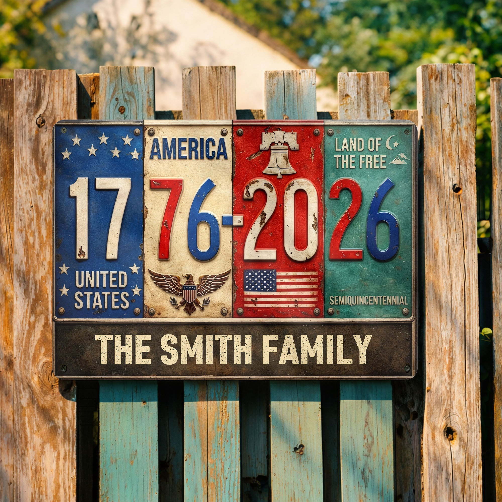 Personalized 1776 2026 250th Anniversary Eagle Metal Sign Gift For Patriotic Family