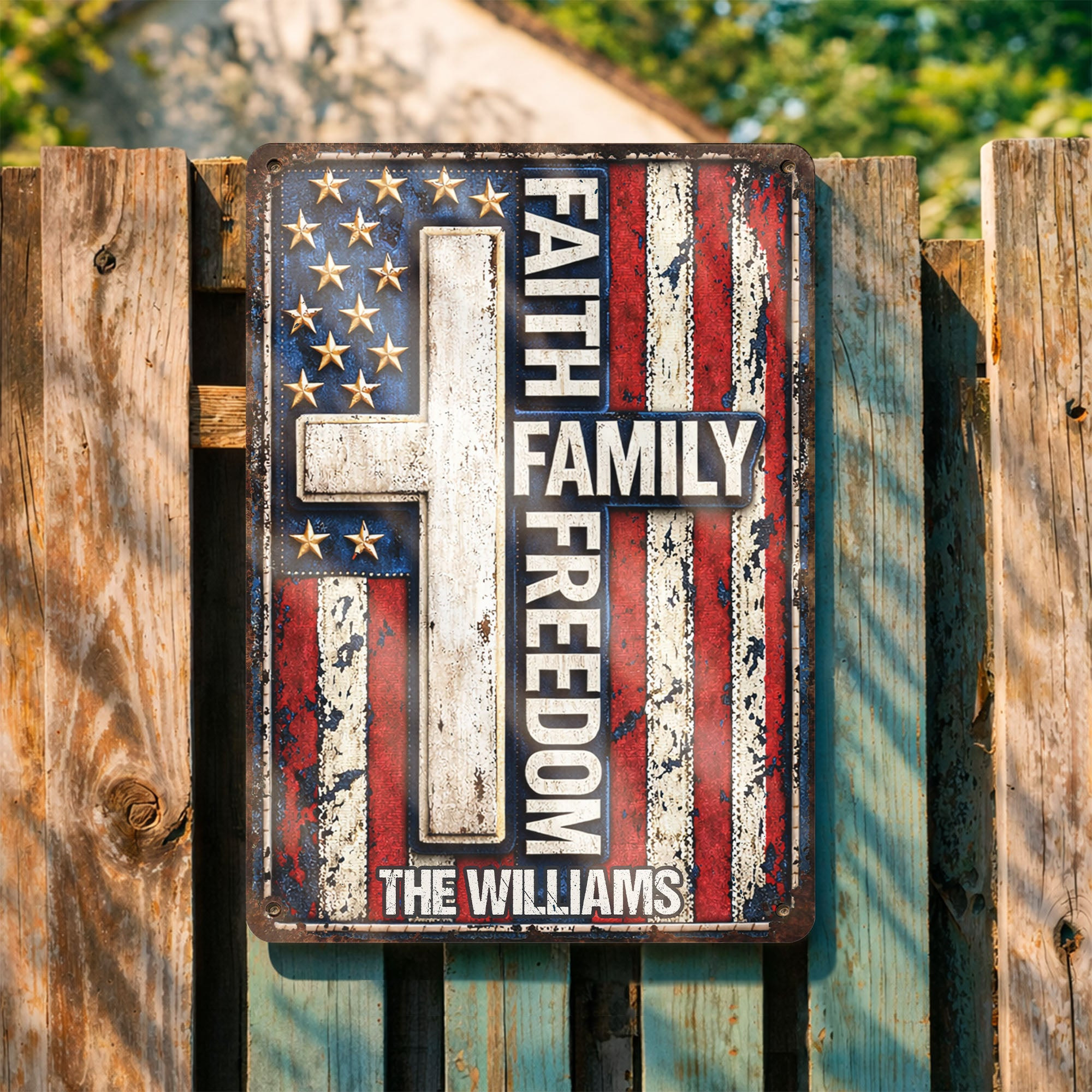 Personalized 1776 2026 250th Anniversary Faith Family Freedom Metal Sign Gift For Patriots