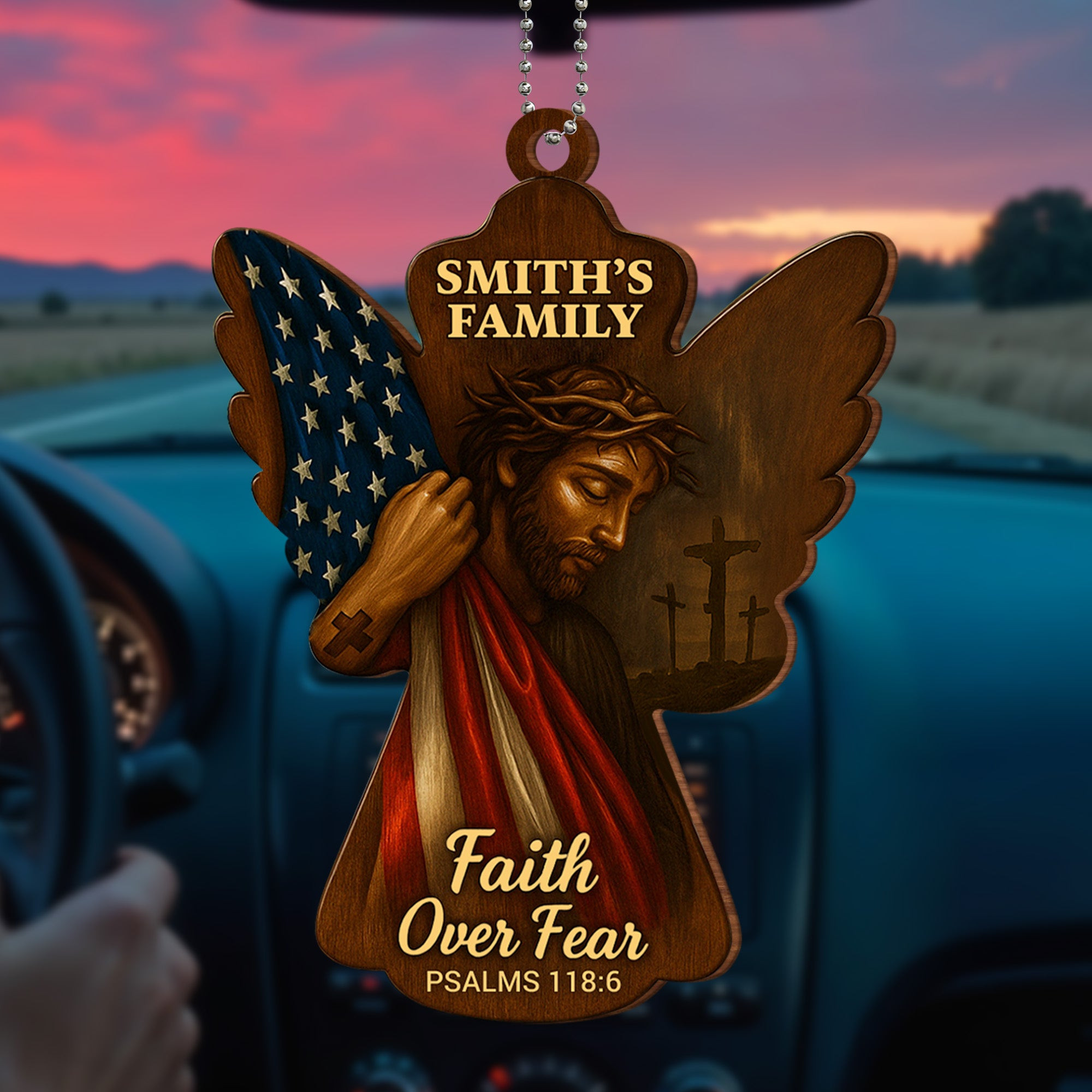 Personalized 1776 2026 250th Anniversary Faith Flag Car Ornament Gift For Believer